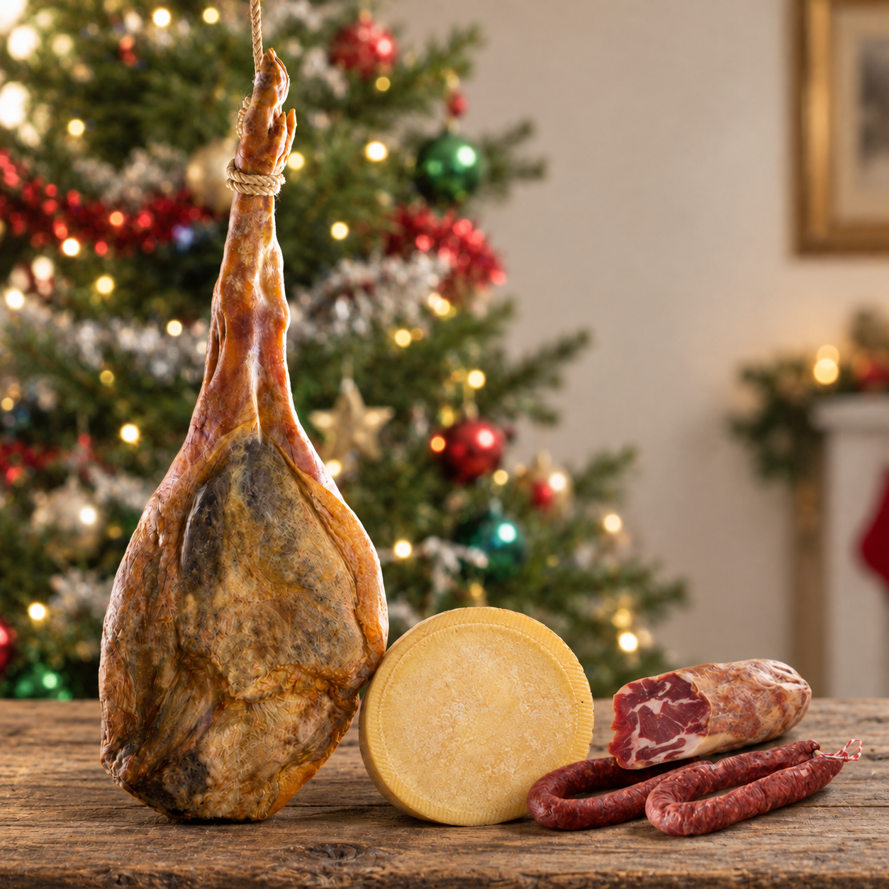 🎄 Lote nº2 Navideño con Jamón DUROC, Queso Semicurado 🧀, Cabecero 🍖, Chorizo 🌶️ y Salchichón – ¡El Regalo Perfecto para estas Fiestas! 🎁