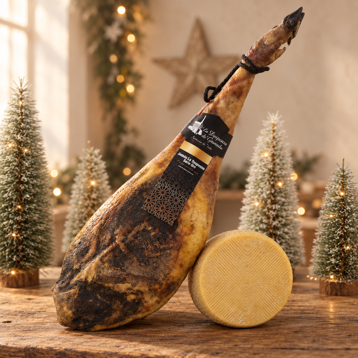Lote nº7 Navideño Gourmet: Jamón Serie Oro  y Queso Semicurado – ¡El Sabor de las Fiestas en Su Mesa! 🎉🎄