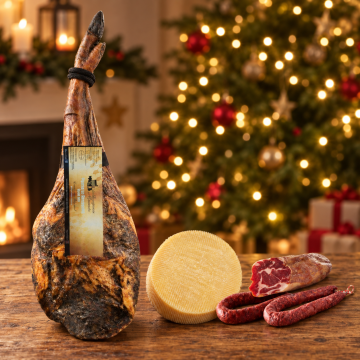 Lote nº15 Navideño Paleta Serie Oro, Cabecero, Morcilla de Cebolla Achorizada, Chorizo y Salchichón – ¡Un Festín de Sabor para estas Fiestas! 🎉🎄