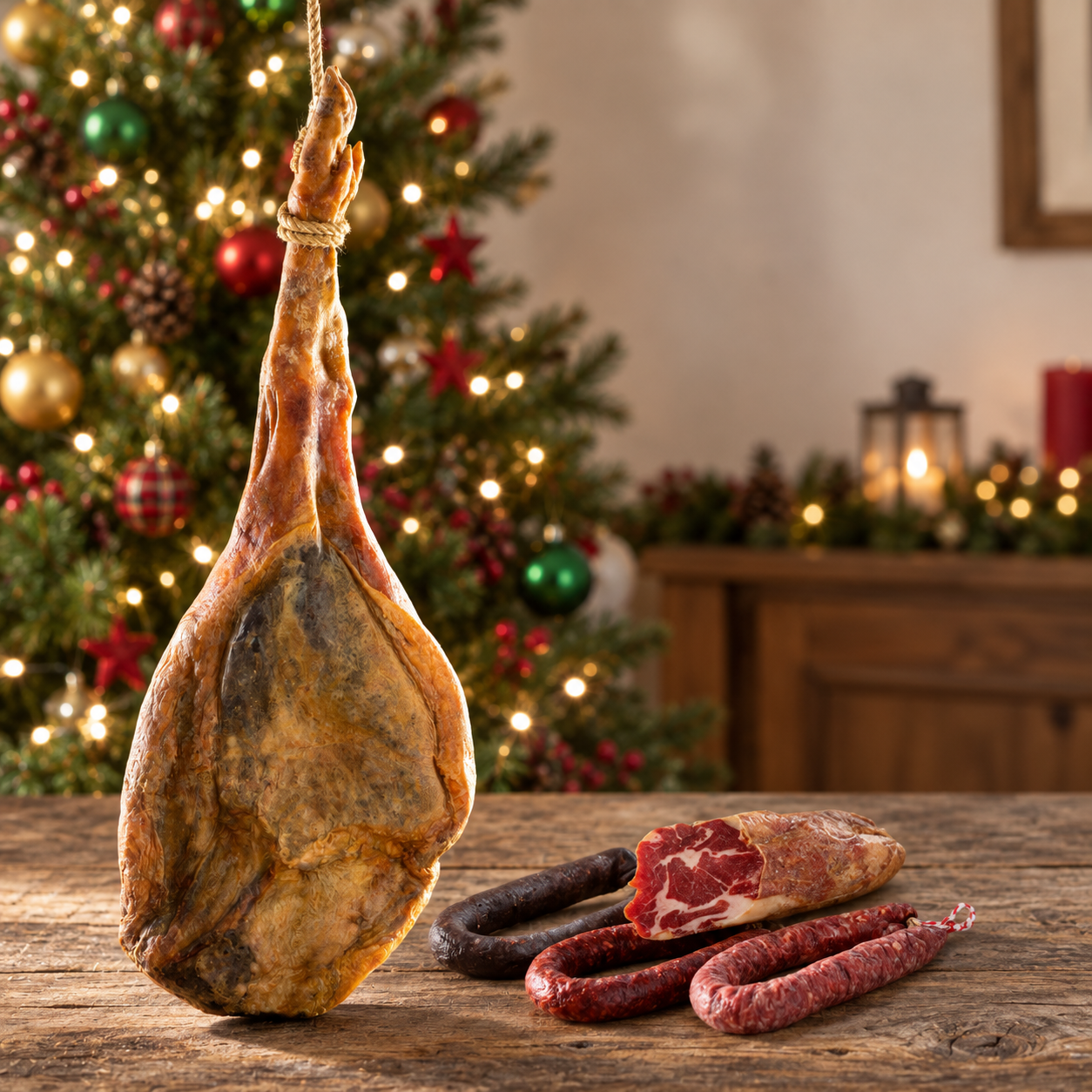 🎄Lote nº3 Navideño con Jamón DUROC, Cabecero, Chorizo, Salchichón y Morcilla Achorizada – ¡Un Festín para estas Fiestas! 🎉🎄