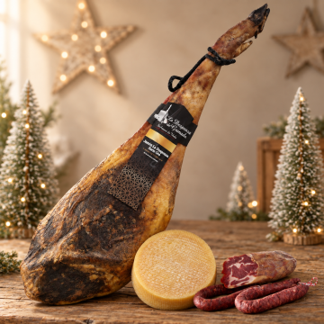 Lote nº8 Navideño Jamón Serie Oro de 9 kg, Queso Semicurado, Cabecero, Chorizo y Salchichón – ¡Un Festín para Celebrar las Fiestas! 🎉🎄