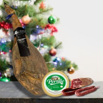 Lote nº5 Navideño Jamón de Castaña de Ronda, Málaga, Queso Semicurado, Cabecero, Chorizo y Salchichón – ¡El Sabor de las Fiestas en Su Mesa! 🎉🎄