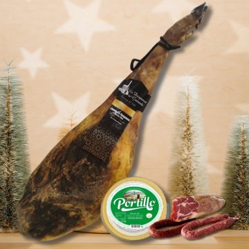 Lote nº8 Navideño Jamón Serie Oro de 9 kg, Queso Semicurado, Cabecero, Chorizo y Salchichón – ¡Un Festín para Celebrar las Fiestas! 🎉🎄
