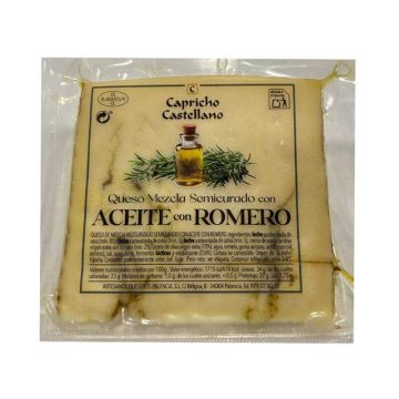 Cuña De Queso Mezcla Semicurado Capricho Castellano Arquespal Con Aceite Con romero 200gr.